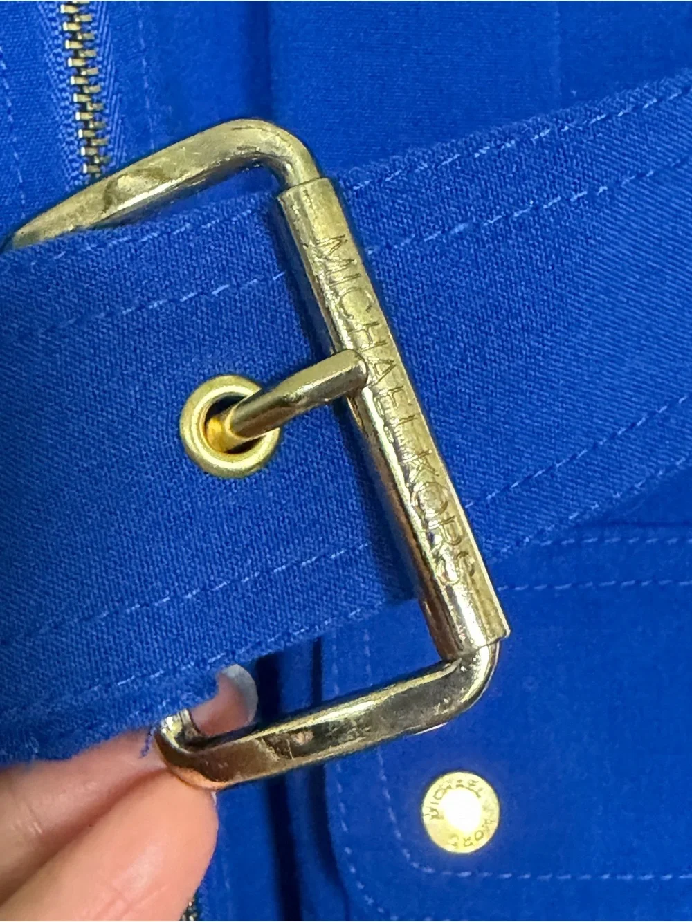 MICHAEL KORS Blue Zip Front Belted Utility Shirt Dress Women’s Size XL